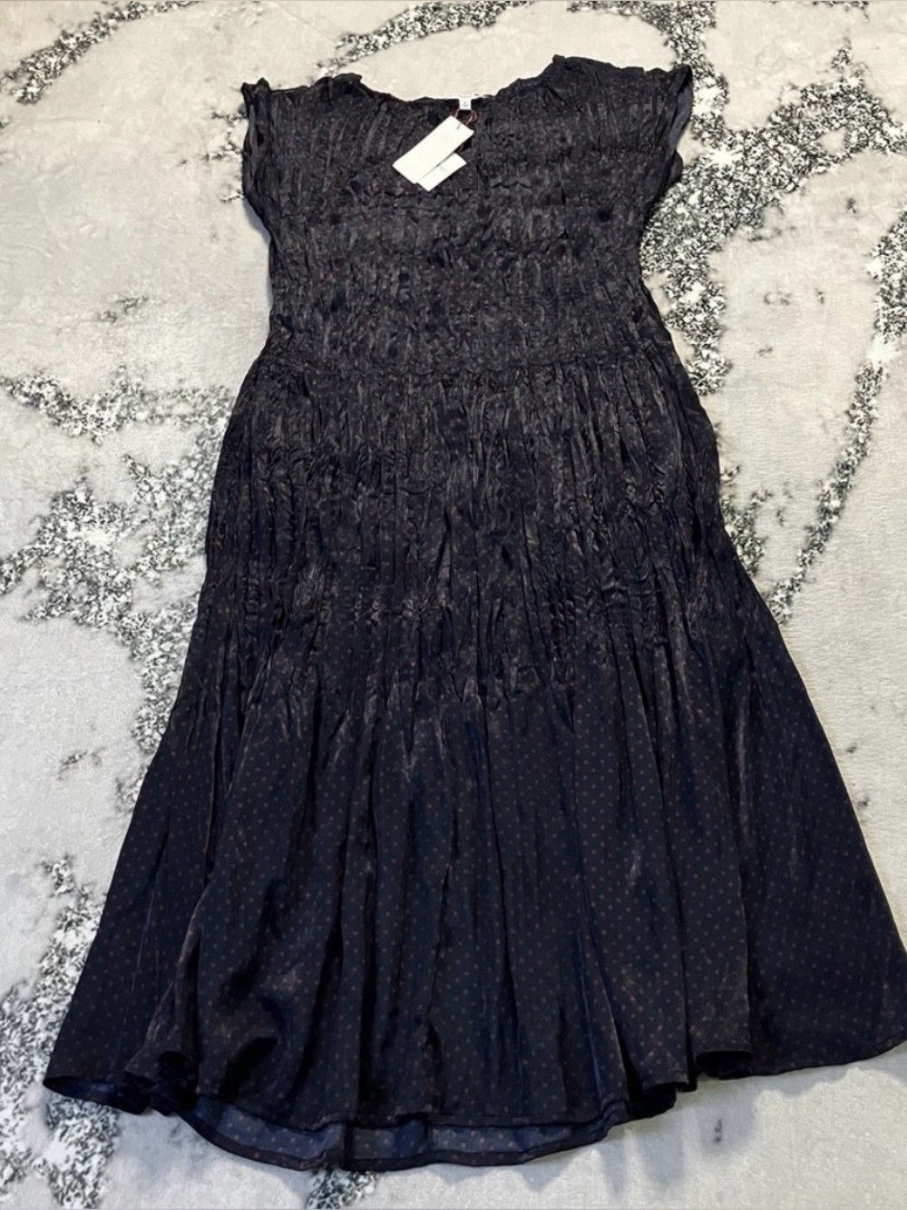 Ines de la Fressange for Uniqlo‎ Dress Womens Sz M Polka Dot Satin Twist Pleated